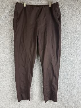 J Jill Essential Cotton Stretch Pull on Pants Womens 12 Tall Brown Ankle